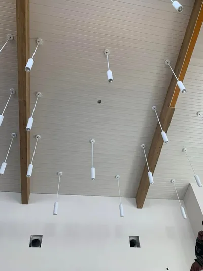 Modern pendant lighting over kitchen island